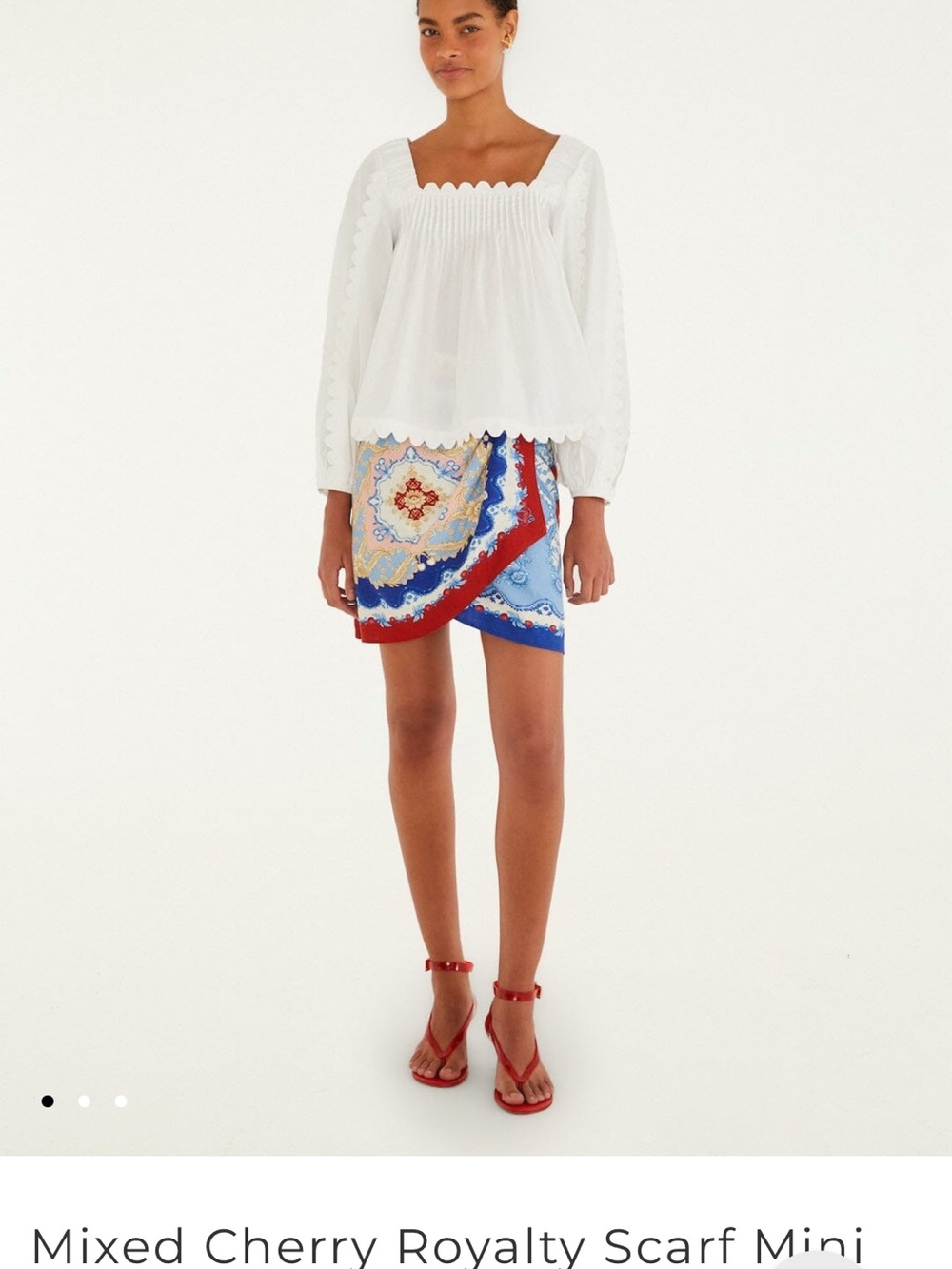 FARM Rio Blue, Red and Cream Scarf-Print Mini Skirt - Picture 1 of 2